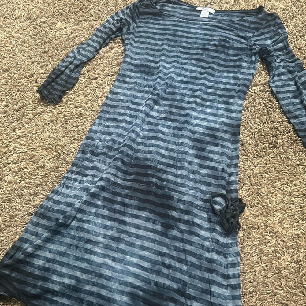 SoLow Grey Blue Striped Active Wear T-shirt Dress Size Small